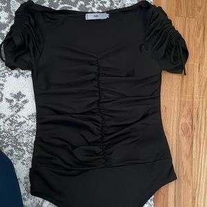 Adika Black Scrunched Bodysuit